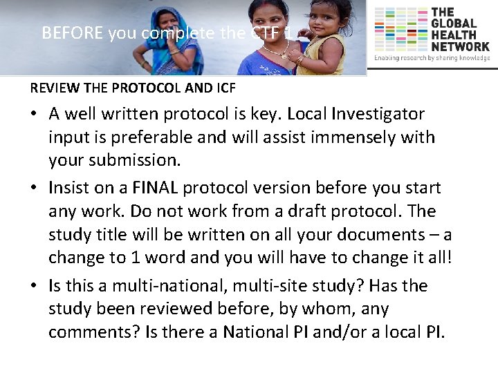 BEFORE you complete the CTF 1 REVIEW THE PROTOCOL AND ICF • A well