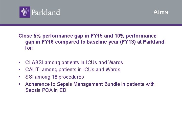 Aims Close 5% performance gap in FY 15 and 10% performance gap in FY