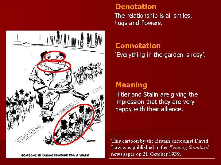 Denotation The relationship is all smiles, hugs and flowers. Connotation ‘Everything in the garden