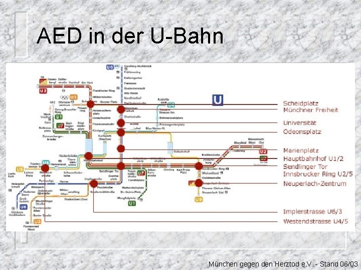 AED in der U-Bahn München gegen den Herztod e. V. - Stand 06/03 