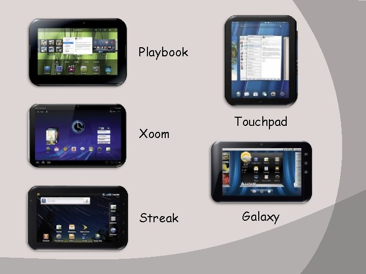 Playbook Xoom Streak Touchpad Galaxy 