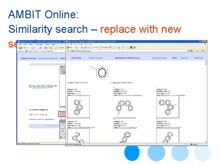 AMBIT Online: Similarity search – replace with new search results !!! 