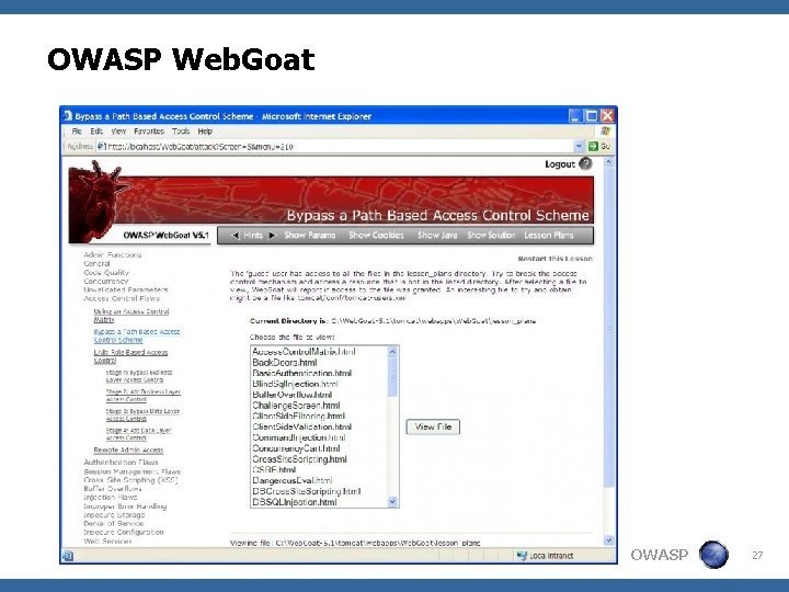 OWASP Web. Goat OWASP 27 