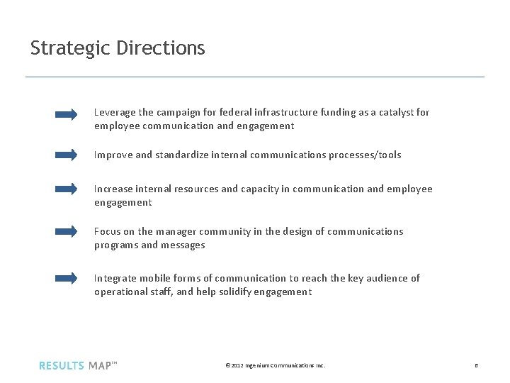 Strategic Directions Leverage the campaign for federal infrastructure funding as a catalyst for employee