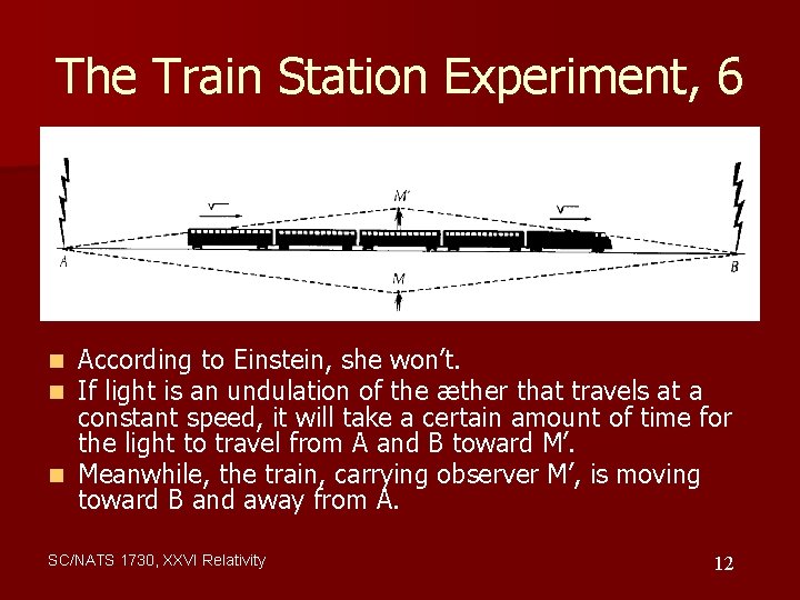 The Train Station Experiment, 6 According to Einstein, she won’t. If light is an