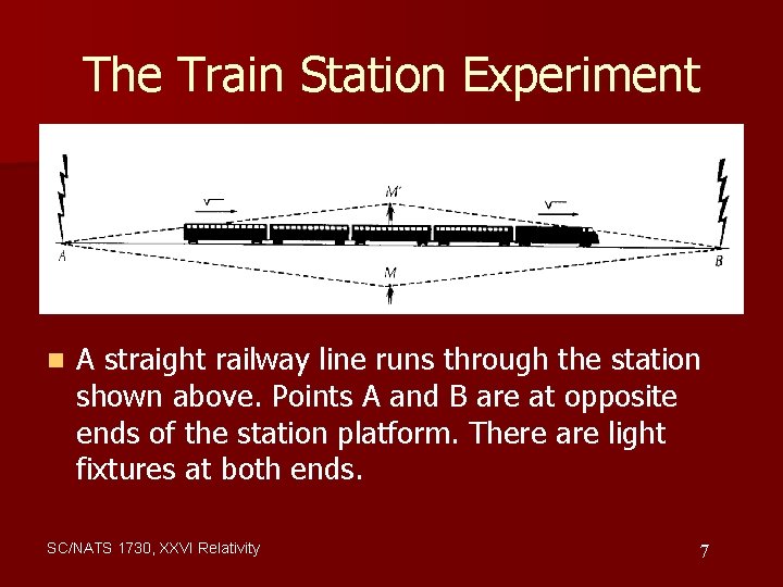 The Train Station Experiment n A straight railway line runs through the station shown