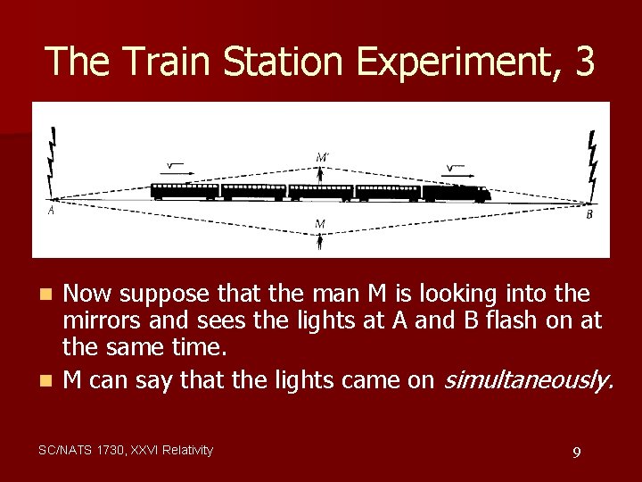 The Train Station Experiment, 3 Now suppose that the man M is looking into