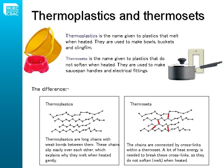 Thermoplastics and thermosets Thermoplastics is the name given to plastics that melt when heated.