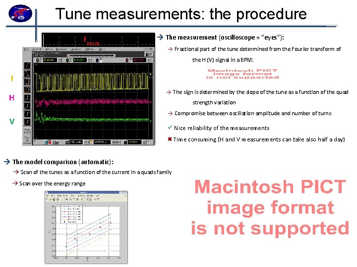 Tune measurements: the procedure → The measurement (oscilloscope + ”eyes”): f MAIN → Fractional