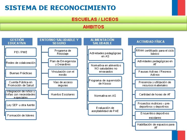 SISTEMA DE RECONOCIMIENTO ESCUELAS / LICEOS AMBITOS GESTIÓN EDUCATIVA ENTORNO SALUDABLE Y SEGURO PEI