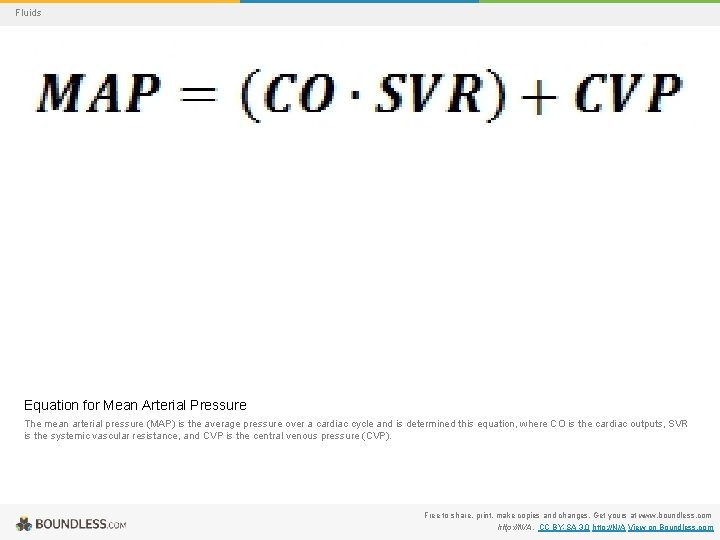 Fluids Equation for Mean Arterial Pressure The mean arterial pressure (MAP) is the average