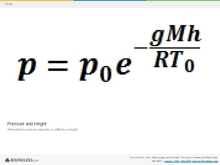 Fluids Pressure and Height Atmospheric pressure depends on altitude or height. Free to share,