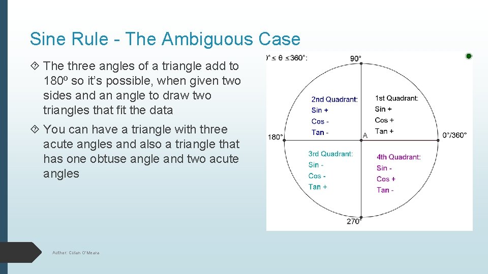 Sine Rule - The Ambiguous Case The three angles of a triangle add to