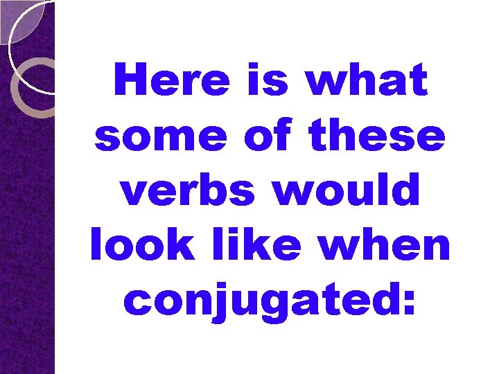 Here is what some of these verbs would look like when conjugated: 