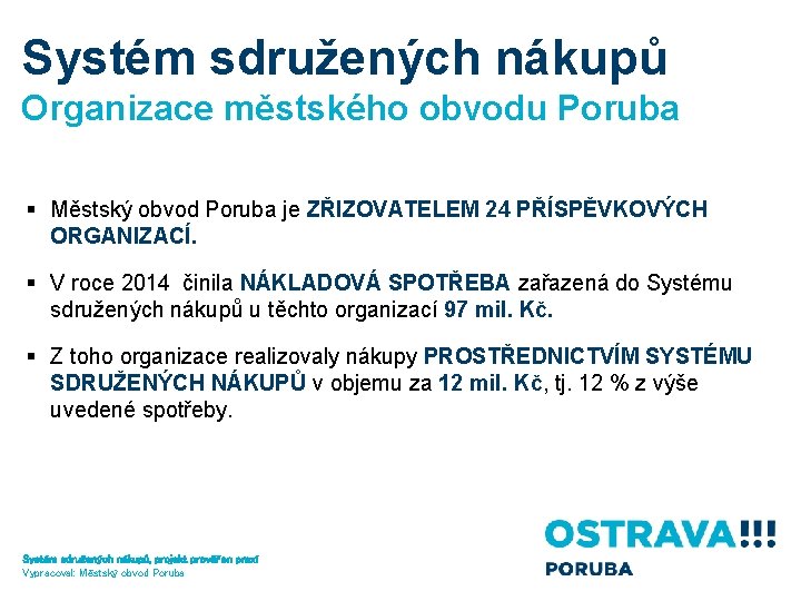 Systém sdružených nákupů Organizace městského obvodu Poruba § Městský obvod Poruba je ZŘIZOVATELEM 24