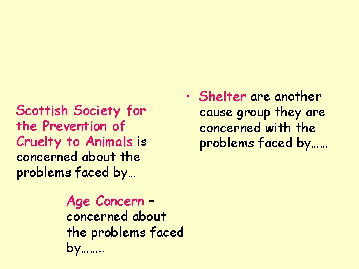 Scottish Society for the Prevention of Cruelty to Animals is concerned about the problems