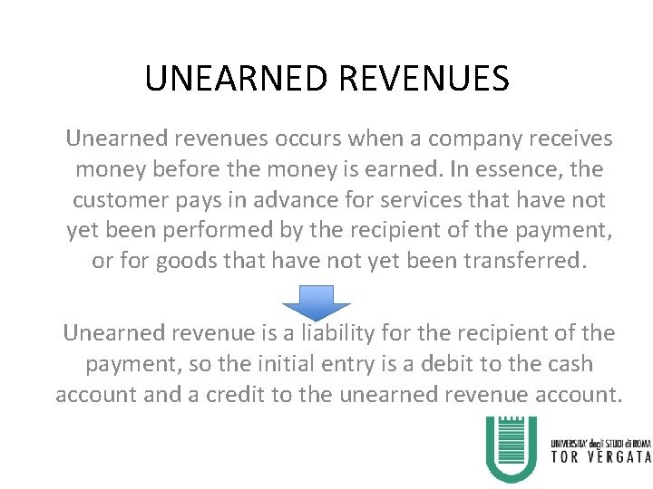 UNEARNED REVENUES Unearned revenues occurs when a company receives money before the money is