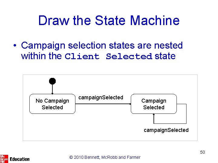 Draw the State Machine • Campaign selection states are nested within the Client Selected