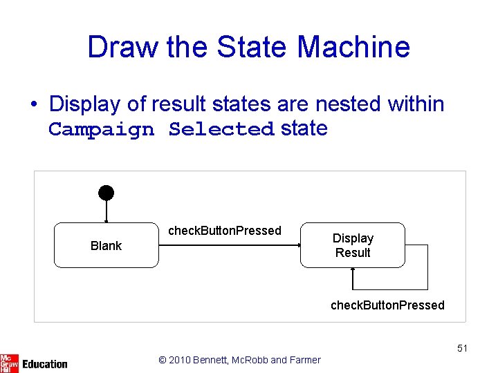 Draw the State Machine • Display of result states are nested within Campaign Selected