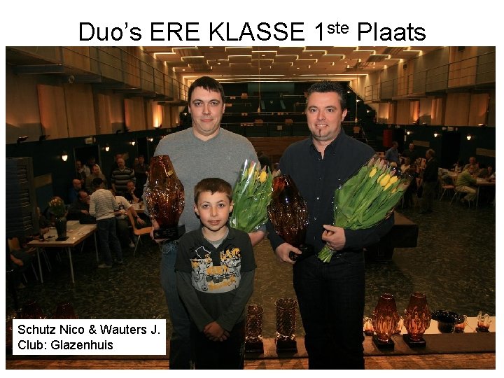 Duo’s ERE KLASSE 1 ste Plaats Schutz Nico & Wauters J. Club: Glazenhuis 