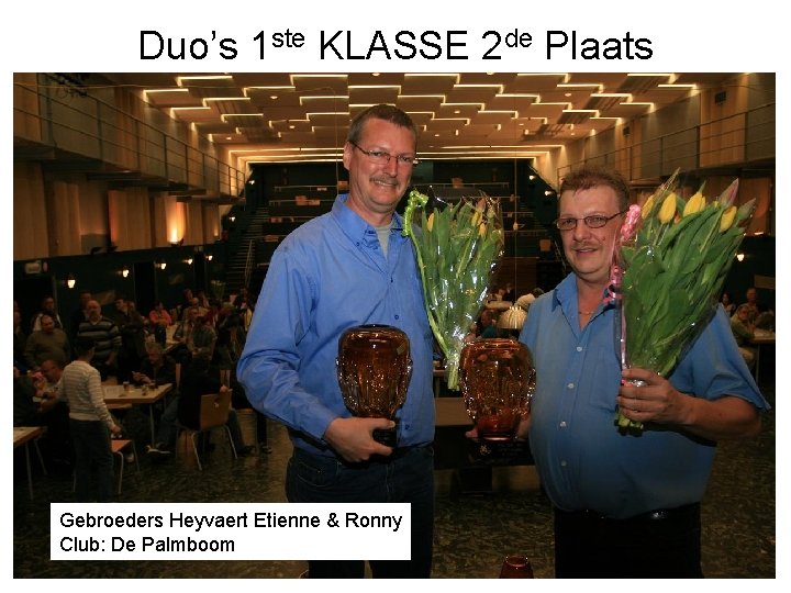 Duo’s 1 ste KLASSE 2 de Plaats Gebroeders Heyvaert Etienne & Ronny Club: De