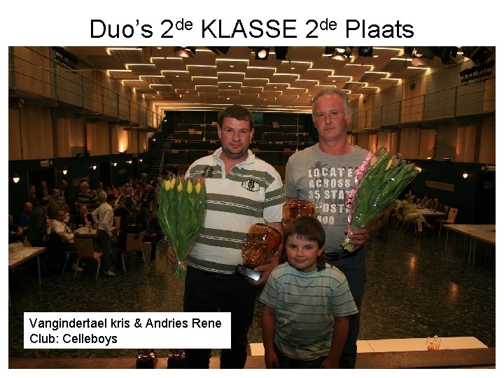 Duo’s 2 de KLASSE 2 de Plaats Vangindertael kris & Andries Rene Club: Celleboys