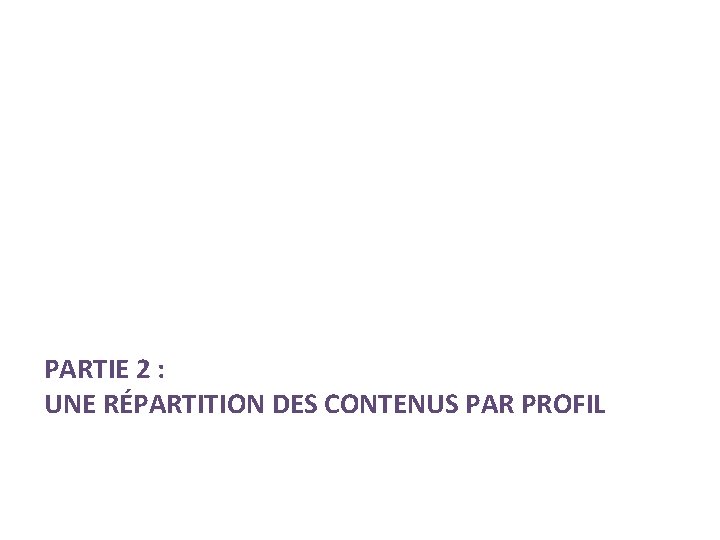 PARTIE 2 : UNE RÉPARTITION DES CONTENUS PAR PROFIL 