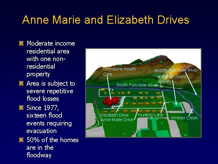 Anne Marie and Elizabeth Drives z Moderate income residential area with one nonresidential property