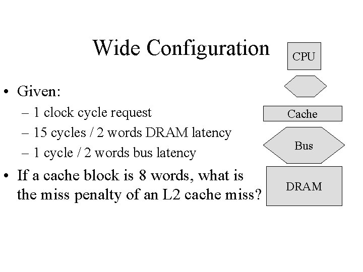 Wide Configuration CPU • Given: – 1 clock cycle request – 15 cycles /