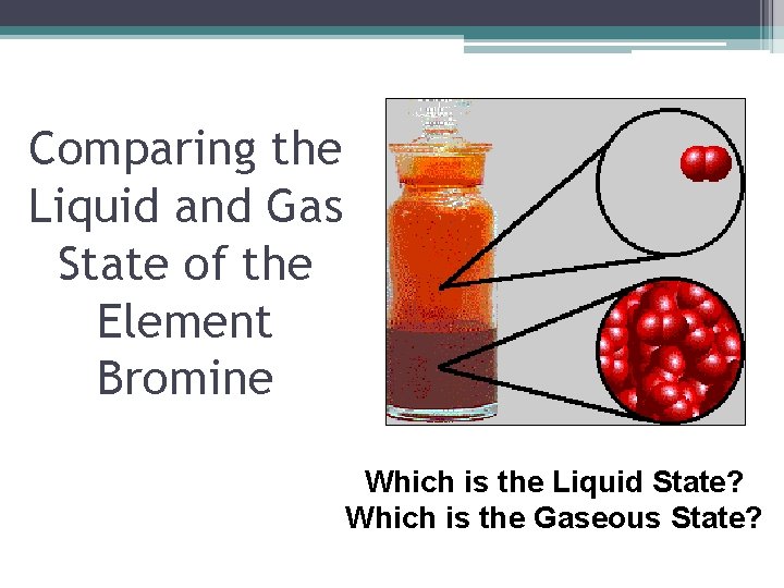 Comparing the Liquid and Gas State of the Element Bromine Which is the Liquid