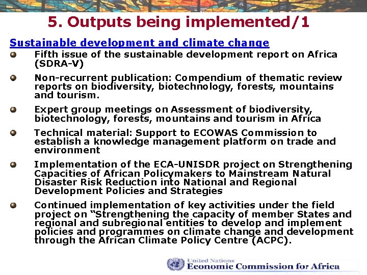 5. Outputs being implemented/1 Sustainable development and climate change Fifth issue of the sustainable