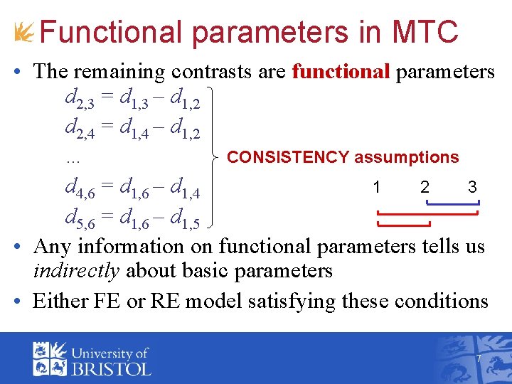 Functional parameters in MTC • The remaining contrasts are functional parameters d 2, 3