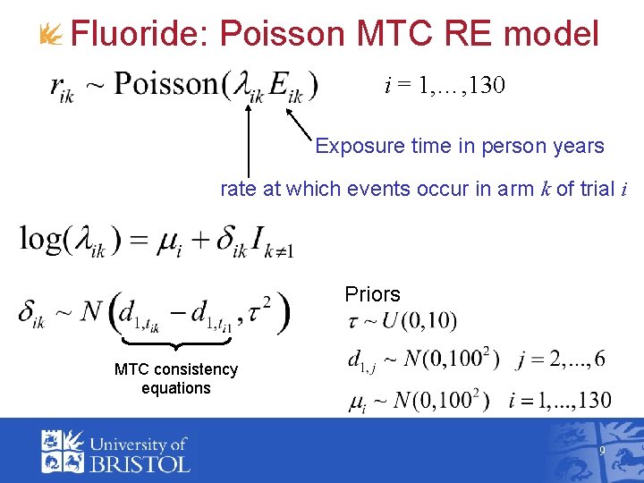 Fluoride: Poisson MTC RE model i = 1, …, 130 Exposure time in person