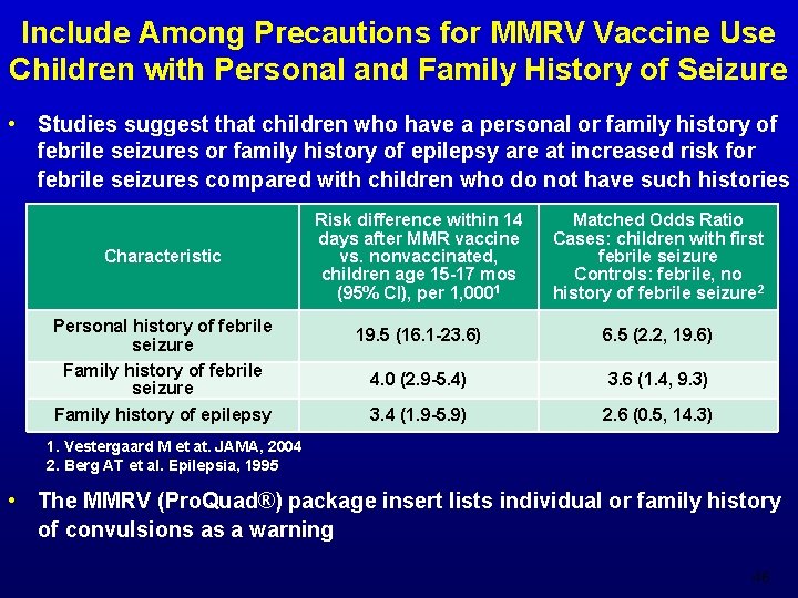 Include Among Precautions for MMRV Vaccine Use Children with Personal and Family History of