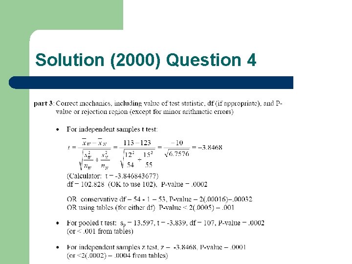 Solution (2000) Question 4 