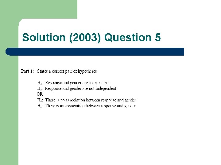 Solution (2003) Question 5 