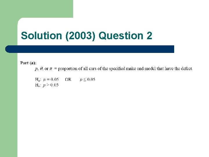 Solution (2003) Question 2 