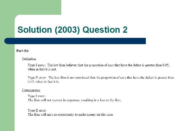 Solution (2003) Question 2 