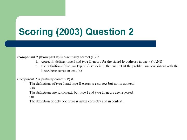 Scoring (2003) Question 2 