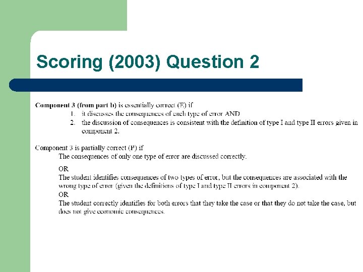 Scoring (2003) Question 2 