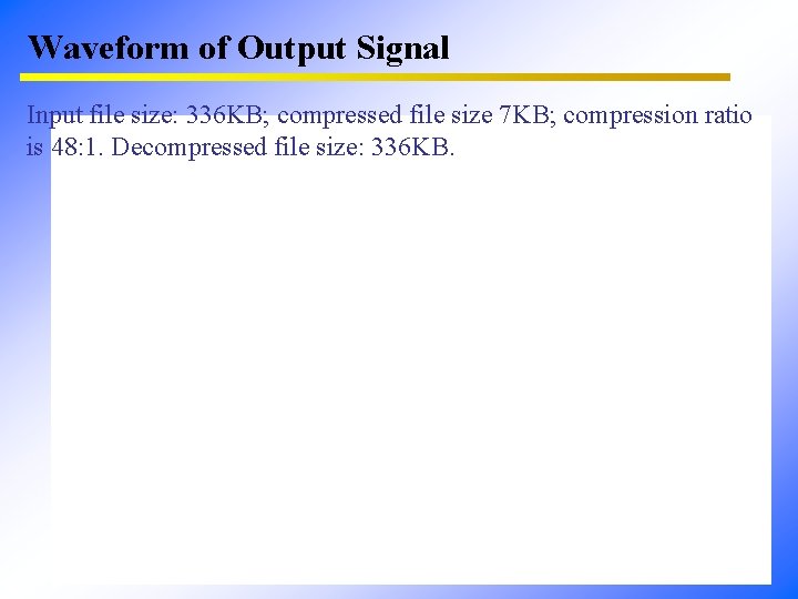 Waveform of Output Signal Input file size: 336 KB; compressed file size 7 KB;