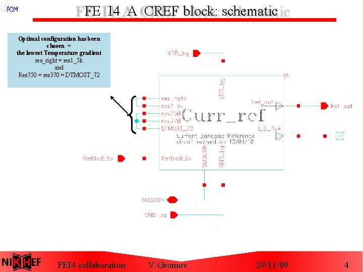 FE_I 4_A_CREF block: schematic Optimal configuration has been chosen = the lowest Temperature gradient