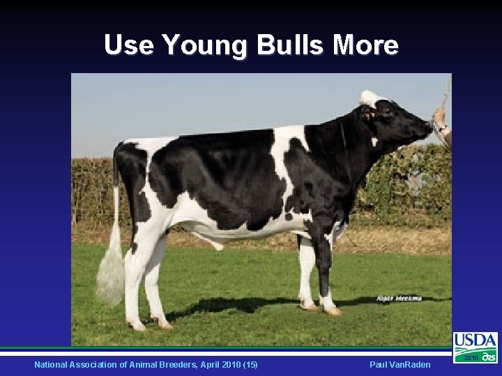 Use Young Bulls More National Association of Animal Breeders, April 2010 (15) Paul Van.