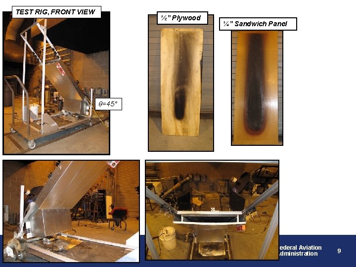 TEST RIG, FRONT VIEW ½” Plywood ¼” Sandwich Panel θ=45° Composite Fuselage Flame Propagation