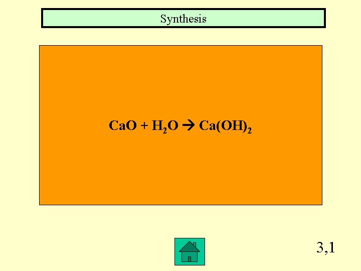 Synthesis Ca. O + H 2 O Ca(OH)2 3, 1 
