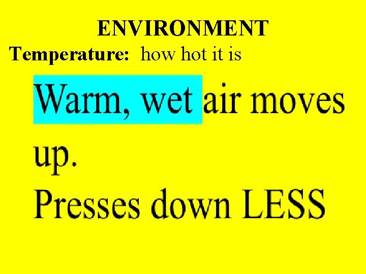 ENVIRONMENT Temperature: how hot it is 