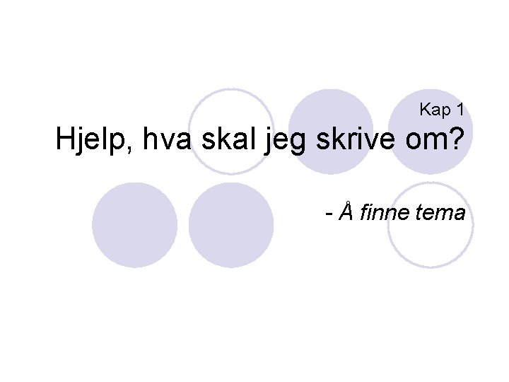 Kap 1 Hjelp, hva skal jeg skrive om? - Å finne tema 