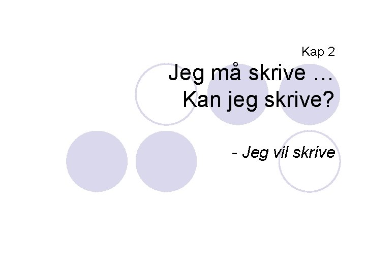 Kap 2 Jeg må skrive … Kan jeg skrive? - Jeg vil skrive 