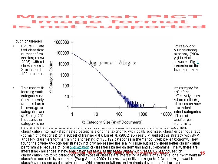 Tough challenges • Figure 1: Category sizes in Yahoo! Web-page Taxonomy (2004) exhibits a