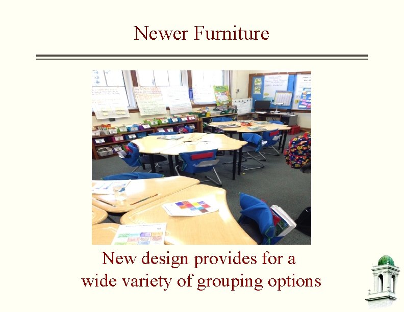 Newer Furniture New design provides for a wide variety of grouping options 